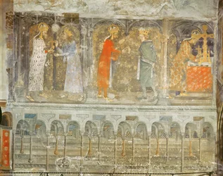 Der Heilige Römische Kaiser Karl IV. (1316-78) erhält einen Dorn aus der Krone Christi von Jean II. (1319-64) Le Bon, aus der Kapelle Unserer Lieben Frau, um 1357